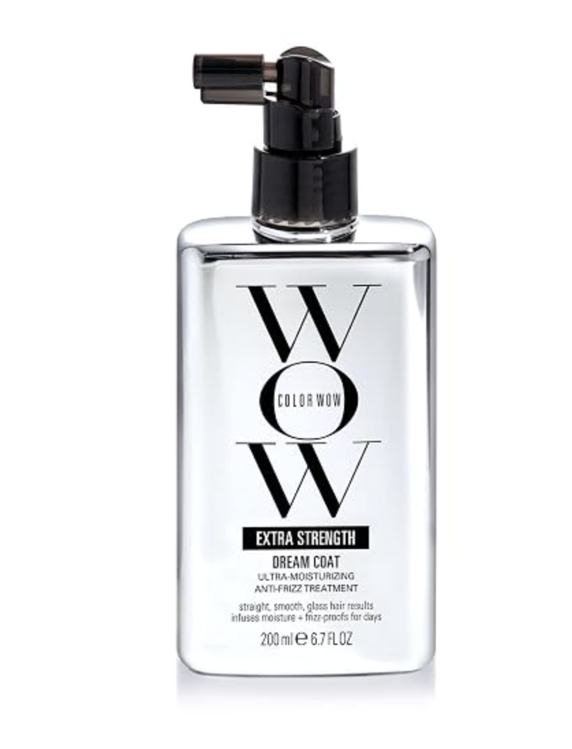 Bottle of Color Wow Extra Strength Dream Coat ultra-moisturizing anti-frizz treatment.