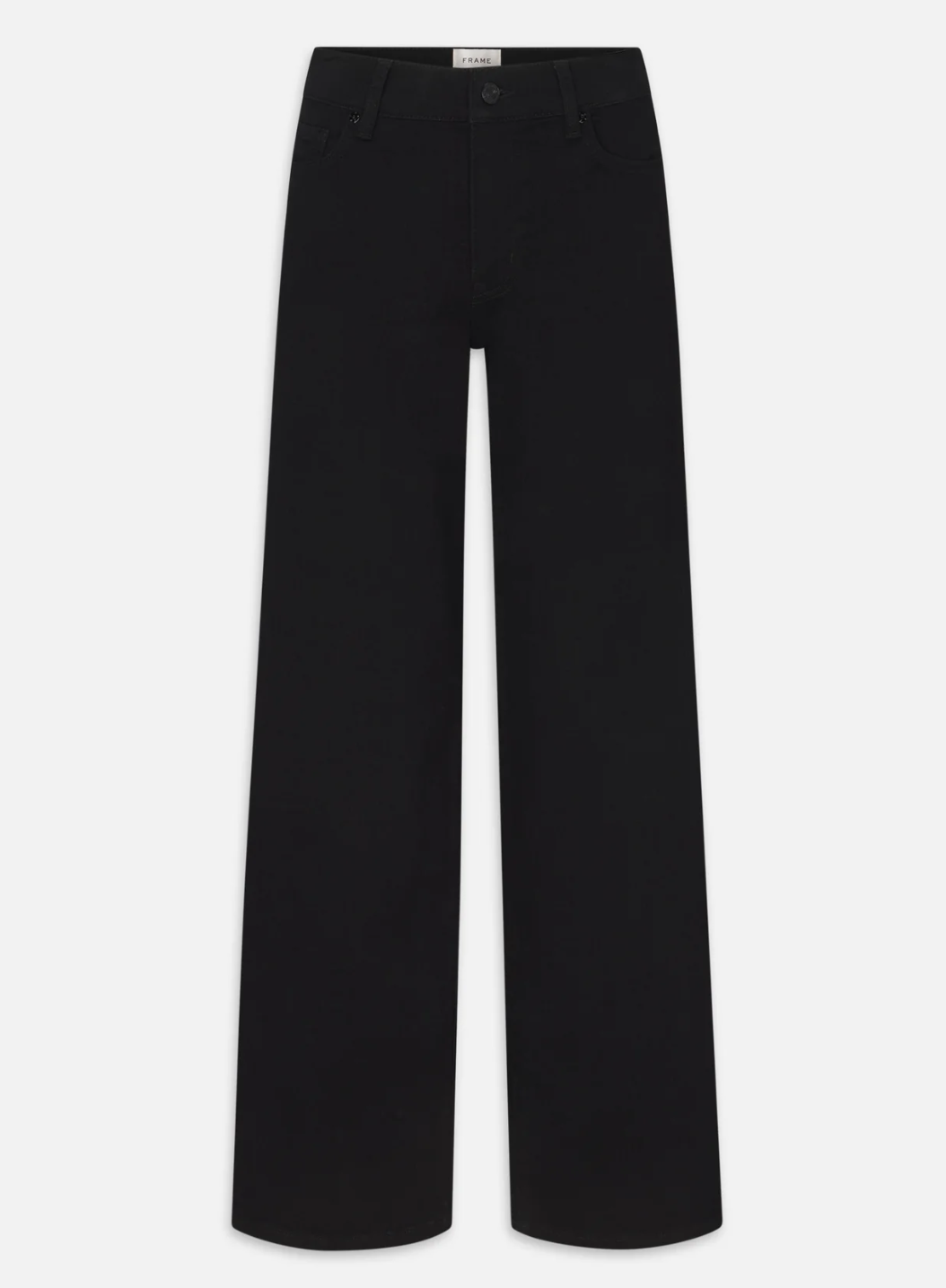 Frame Le Slim Palazzo Long luxury wide-leg jeans in a premium medium wash, offering a 36-inch inseam for extra-tall women.