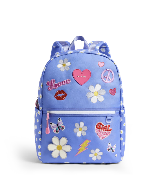 STATE Kane structured kids backpack in a playful color-blocked design.