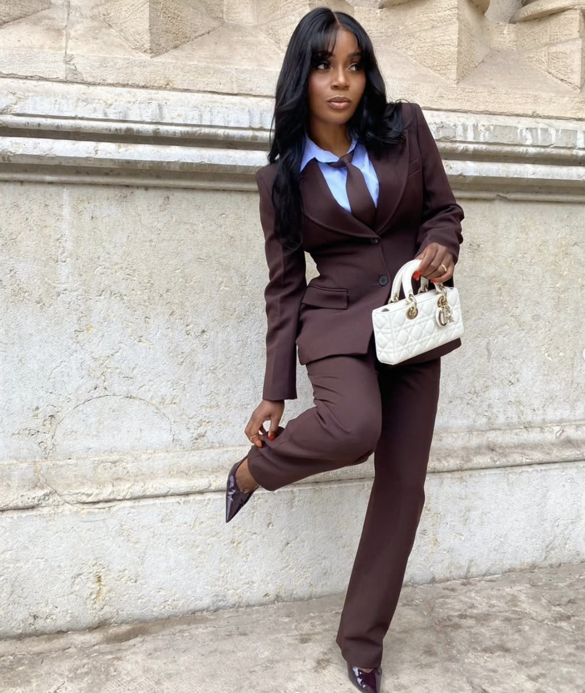 Tonal espresso brown suiting outfit