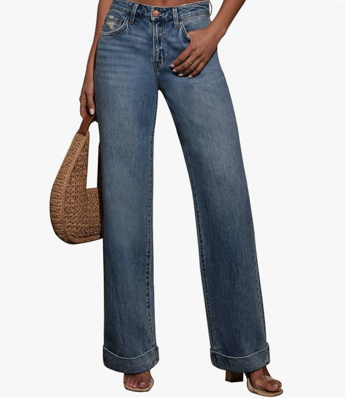 Women Wide Leg Baggy High Waist Jeans