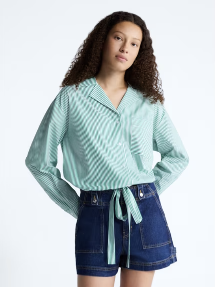 Free Assembly cotton poplin tie-waist shirt at Walmart