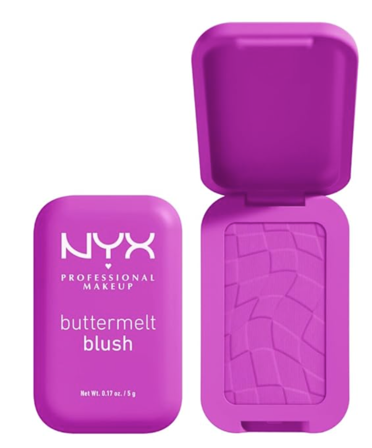 NYX Professional Makeup Buttermelt Blush in the shade All The Butta, a high-pigment terracotta-pink powder blush shown in its compact with a smooth, buttery texture.