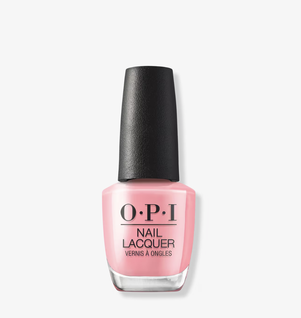 A shimmering, soft-pink neutral manicure featuring OPI Bathtime Bubbly from the New OPIcons Spring 2026 collection