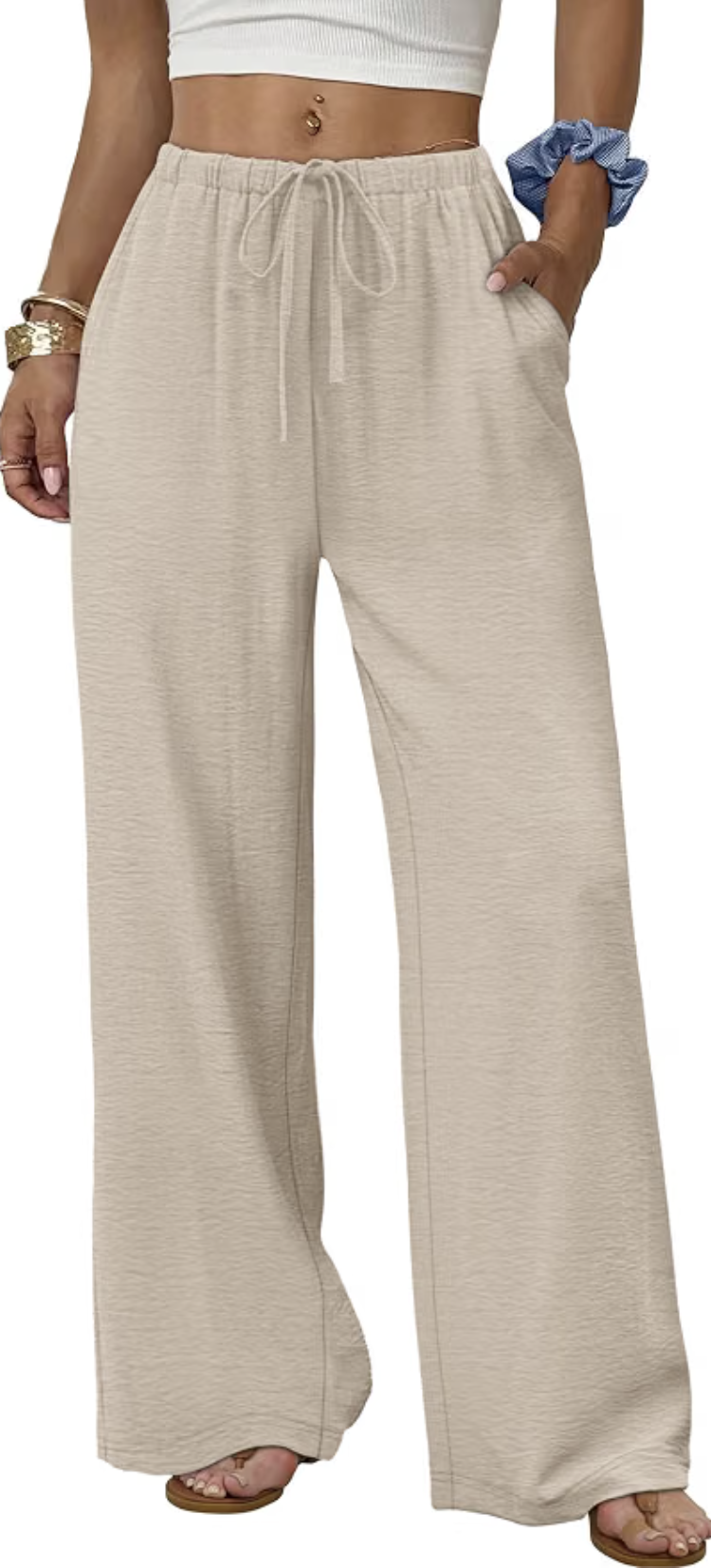 Sampeel khaki wide-leg palazzo pants
