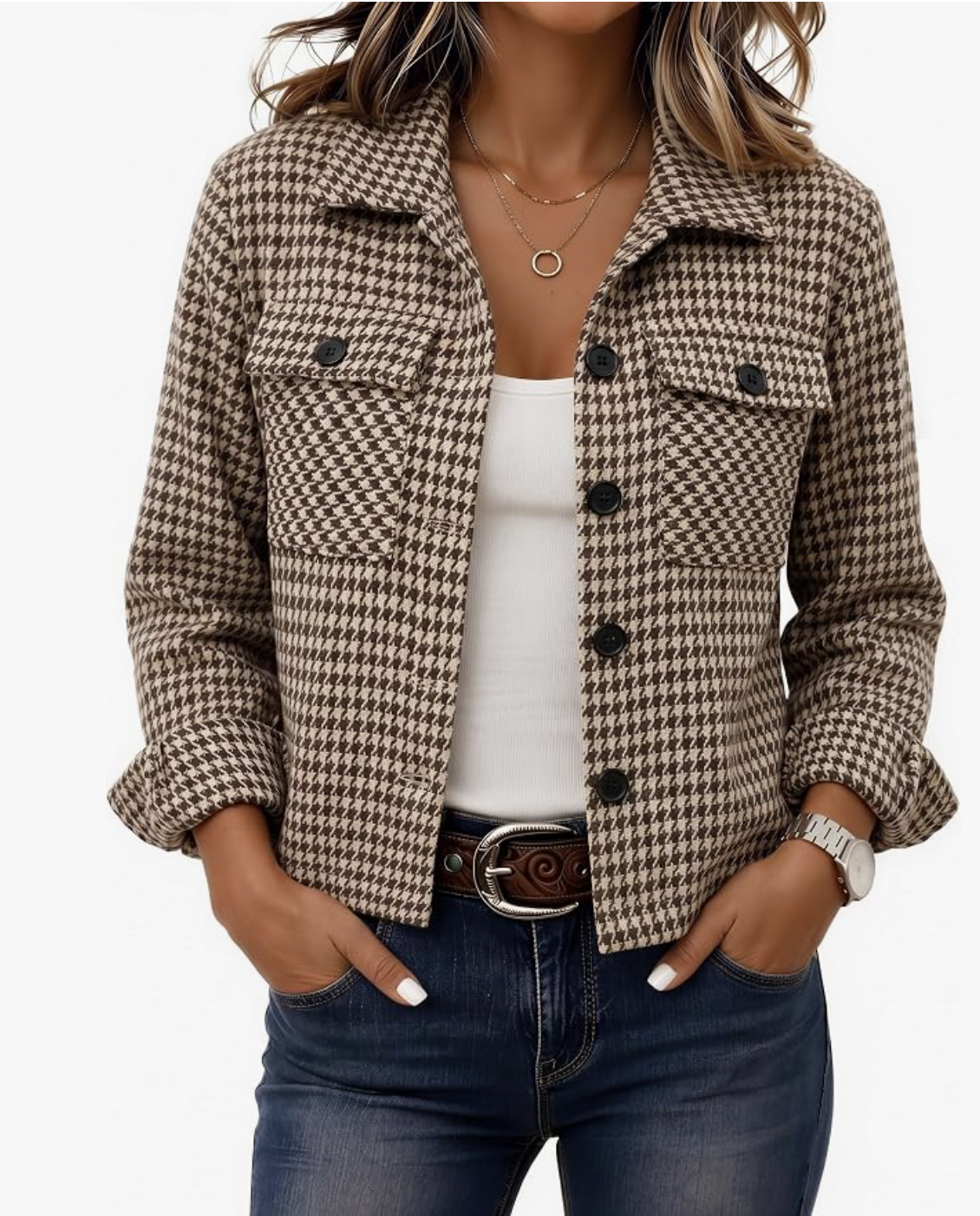 Zeagoo cropped plaid shacket styled for fall, featured in an Autum Love guide