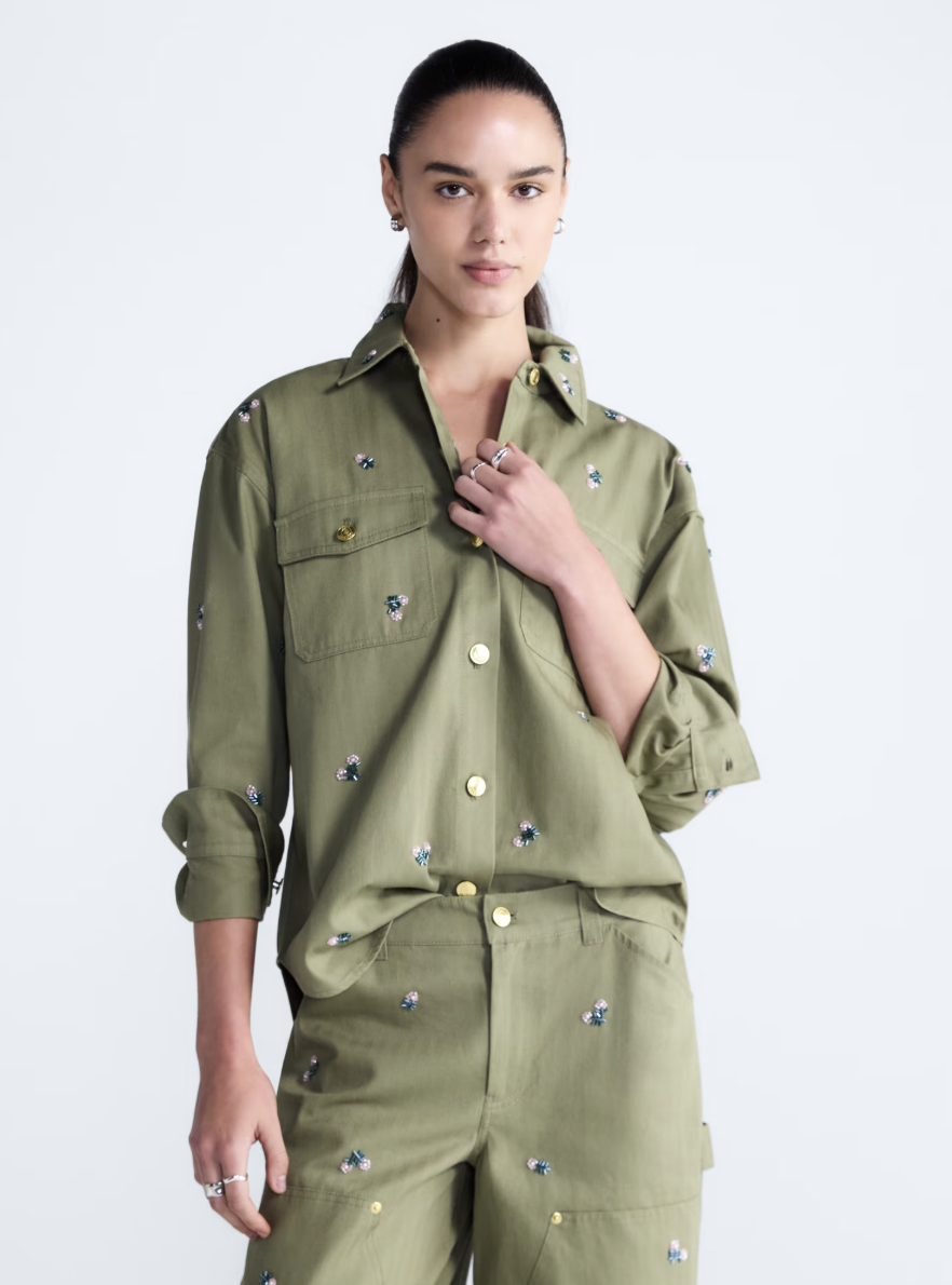 Long-sleeve button-front cotton shirt from Free Assembly.