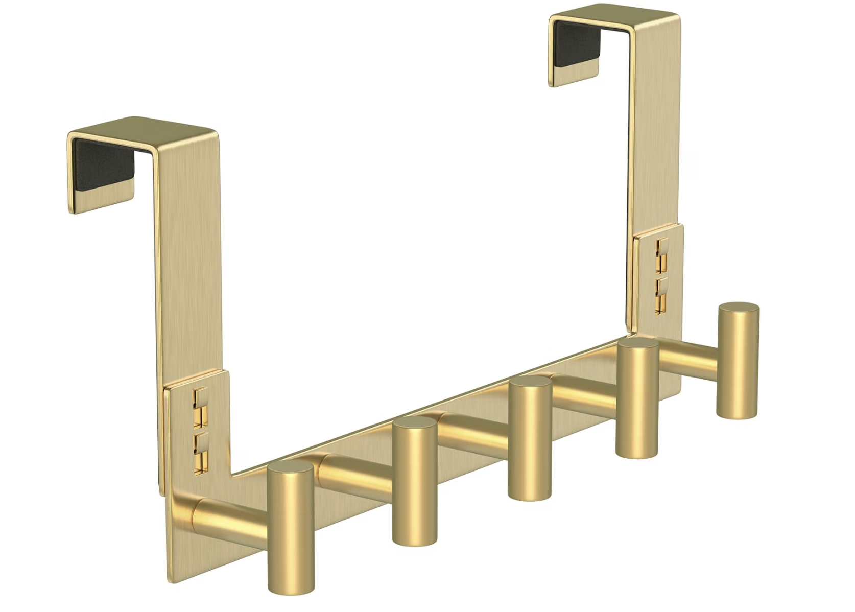 Gold over-the-door hooks for towels and robes