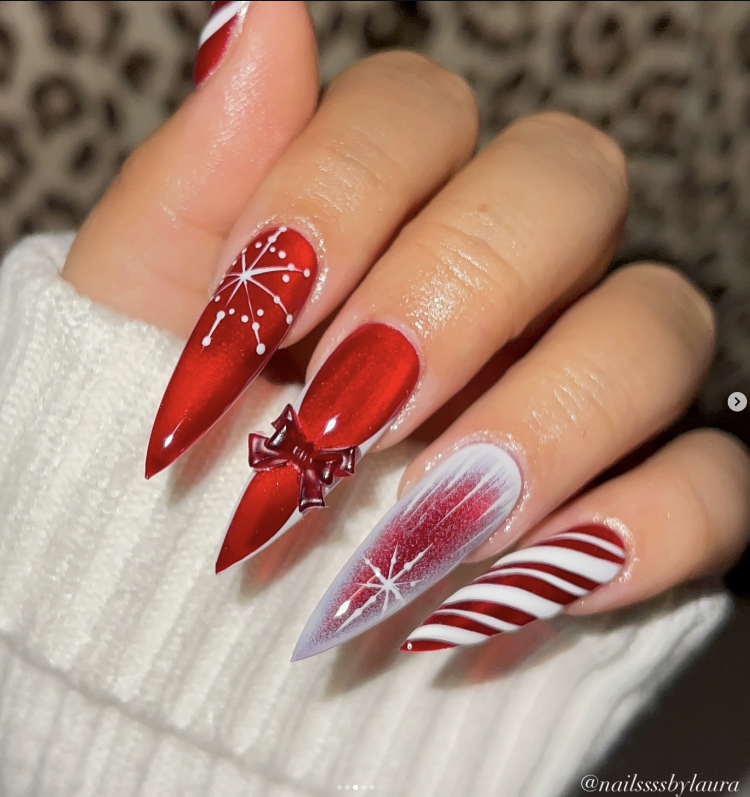 Glossy cranberry jelly Christmas nails with a translucent red finish