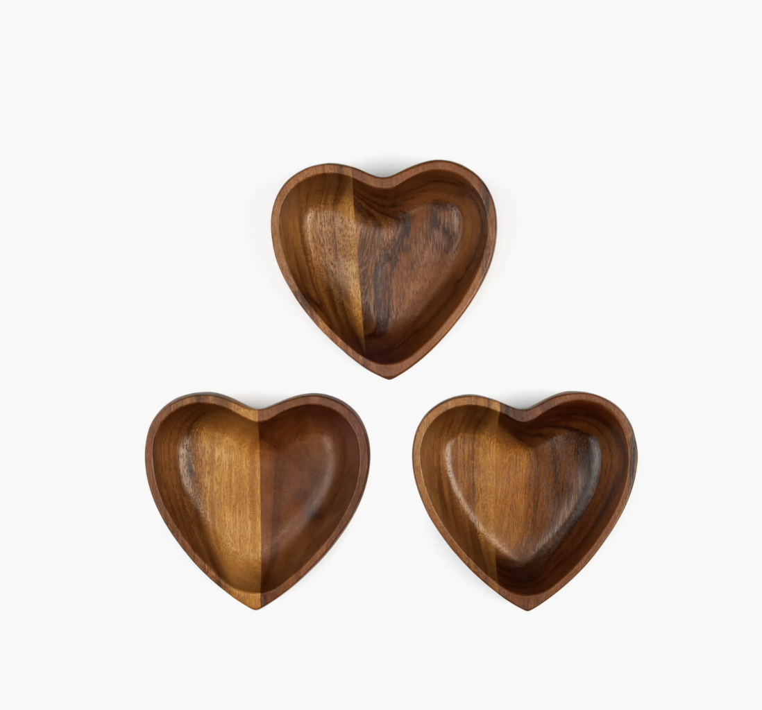 Nambé Eat Your Heart Out Three-Piece Bowl Set, Brown