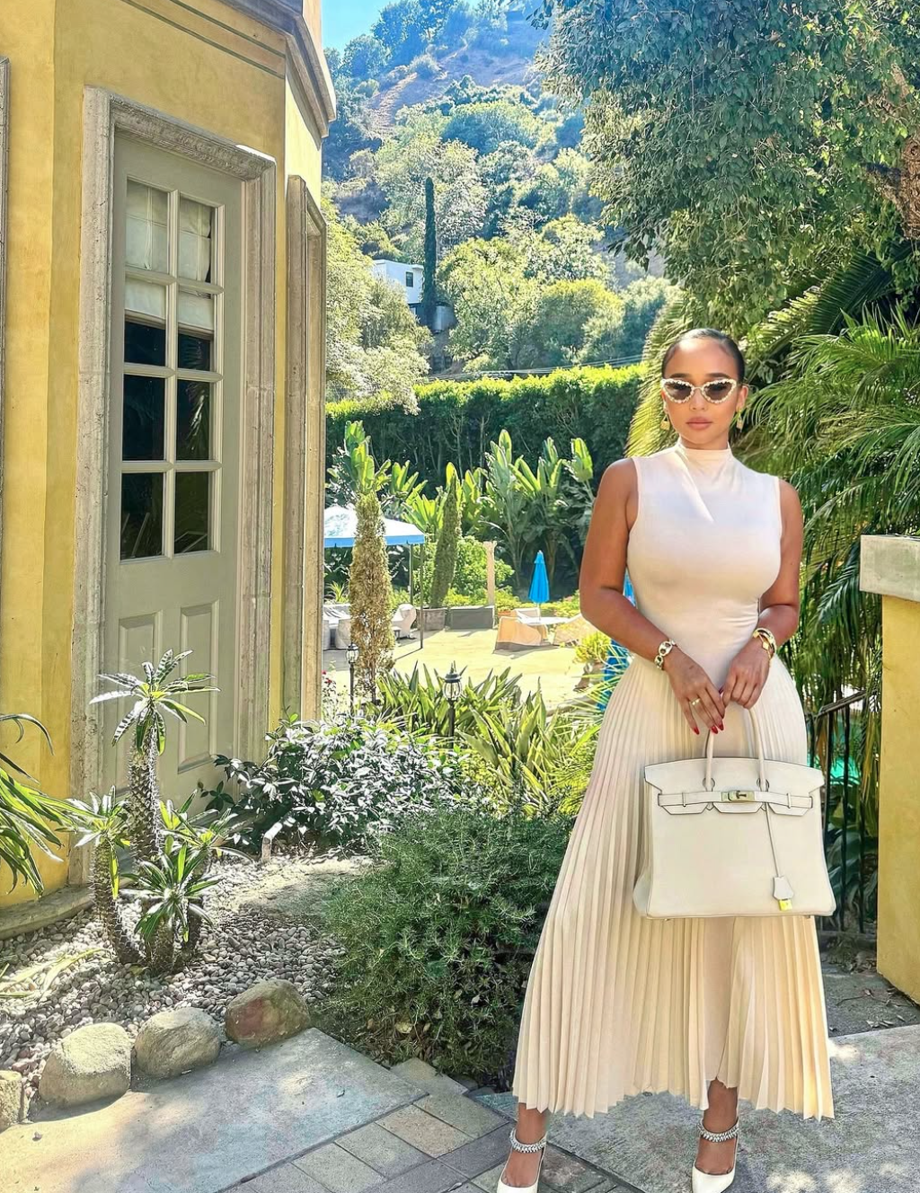 woman wearing a white dress