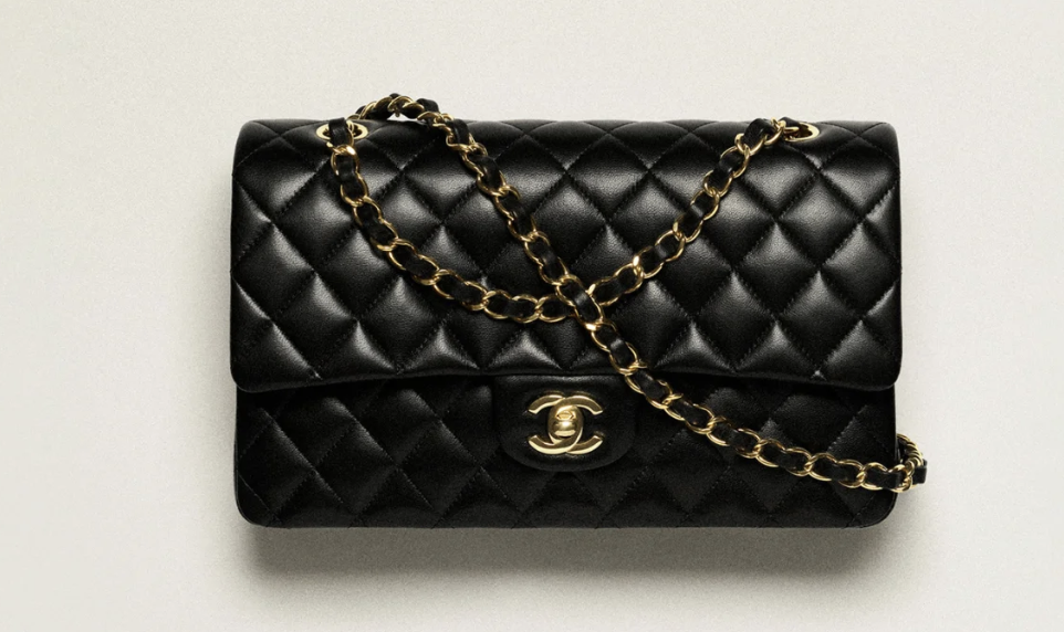Black quilted Chanel Classic 11.12 handbag with gold chain strap