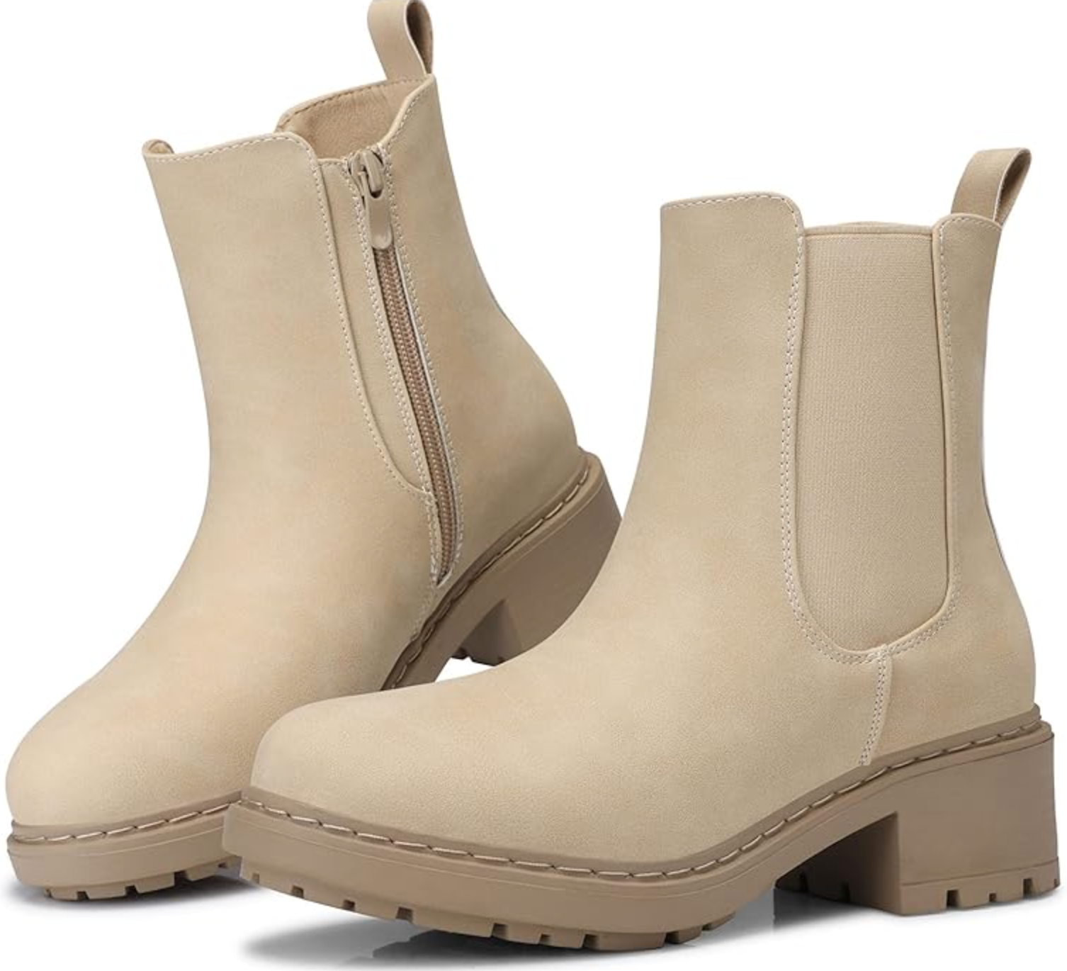 Chelsea Boots Slip on Chunky Heel Platform