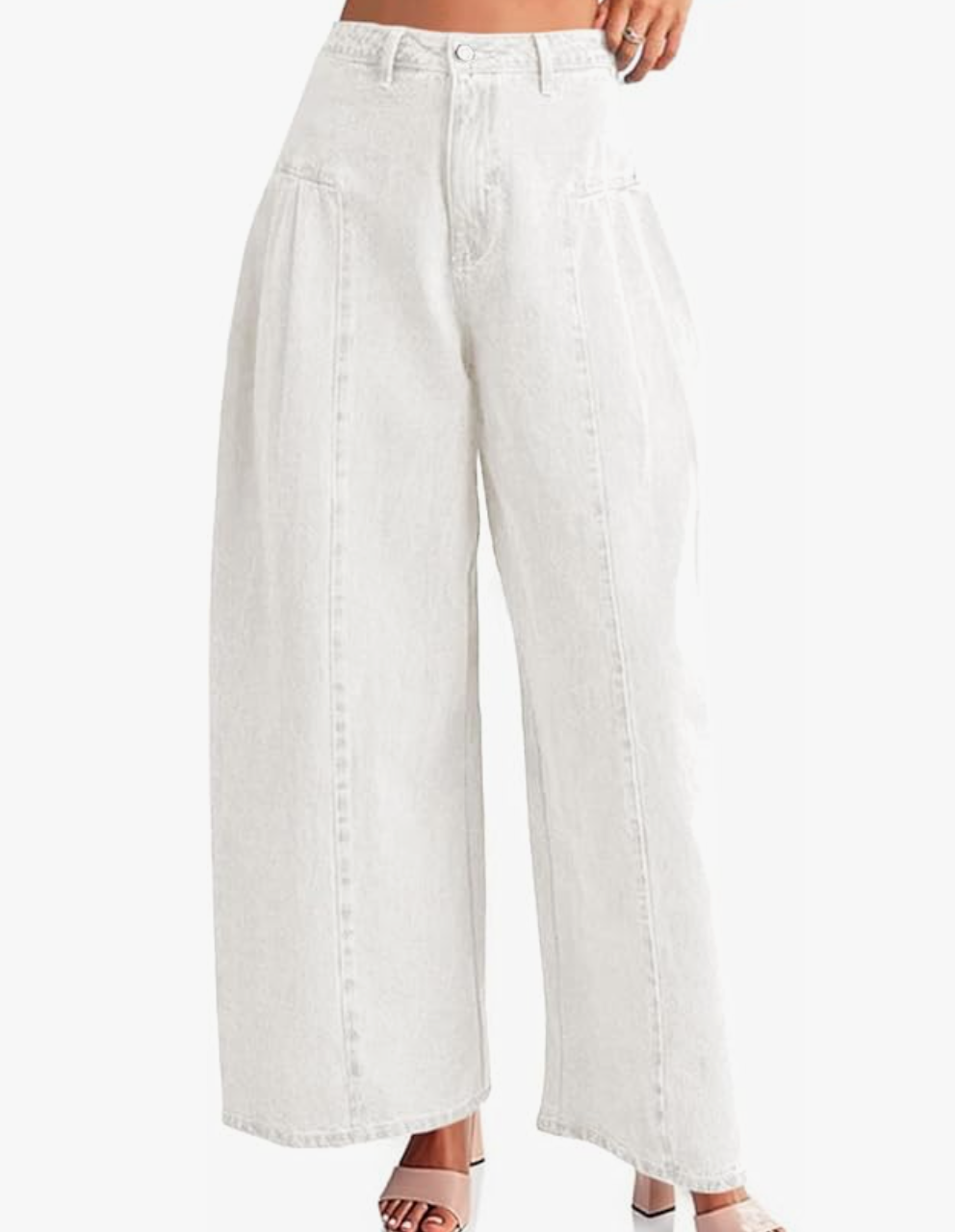 Wide Leg Side Pleated Denim Pants