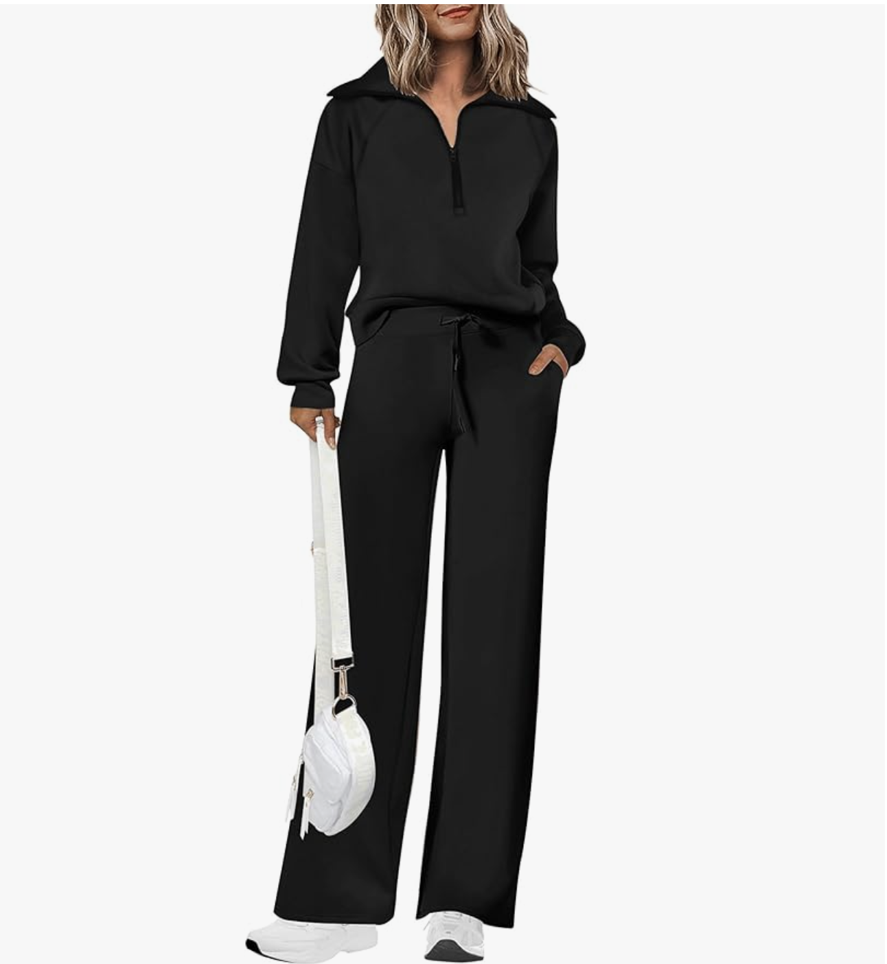 Half Zip Sweatshirts and Wide Leg Pants Tracksuit Set