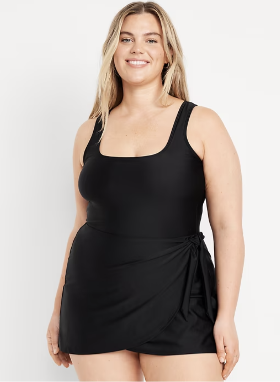 Matte Side-Tie Swim Dress