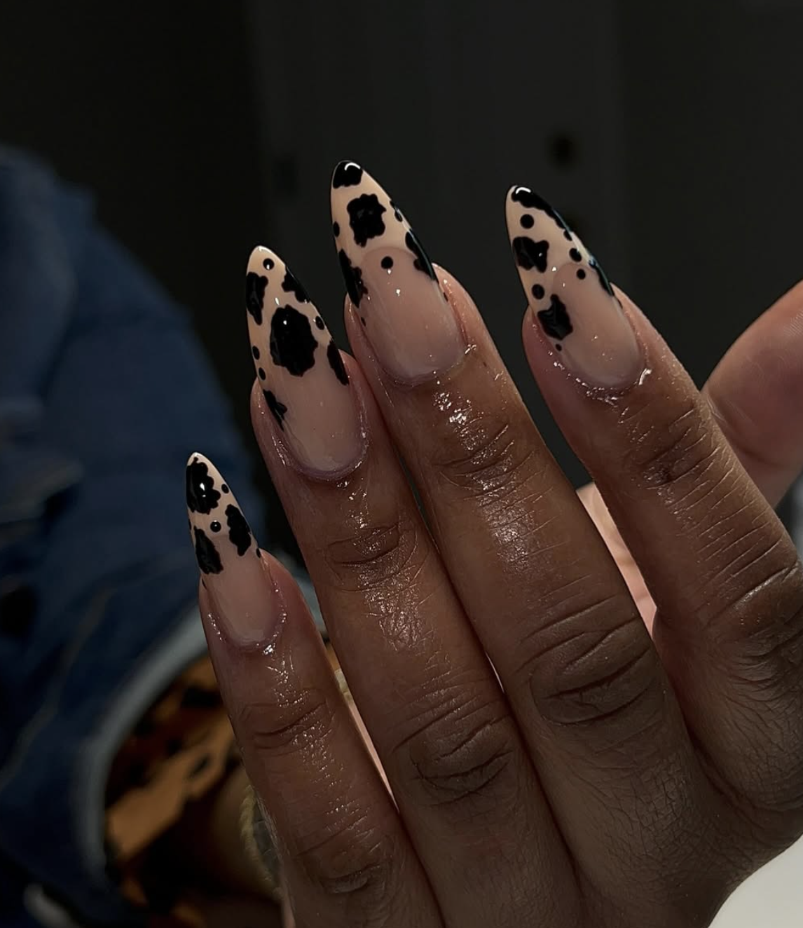 September nail idea featuring cocoa negative-space nails