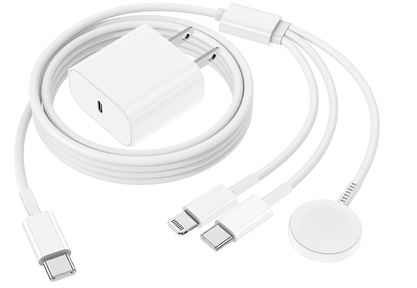 Short phone charging cable stored in a travel pouch