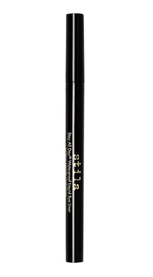 A precise swatch of Stila Stay All Day Waterproof Liquid Eye Liner in Intense Black showing the fine felt tip.