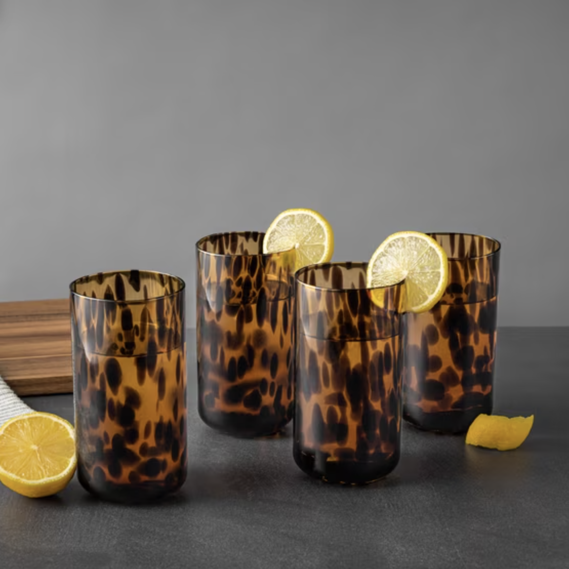 Thyme & Table brown tortoise drinking glass.
