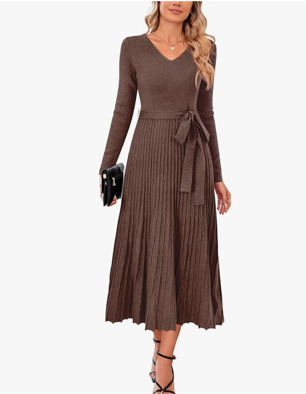 Pleated Fall Sweater Dress
