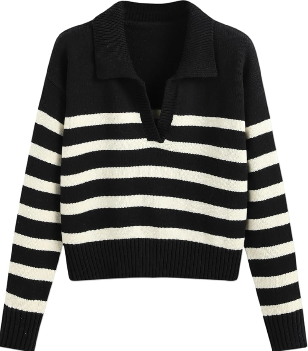 CIDER striped polo sweater with a relaxed fit and contrasting collar.