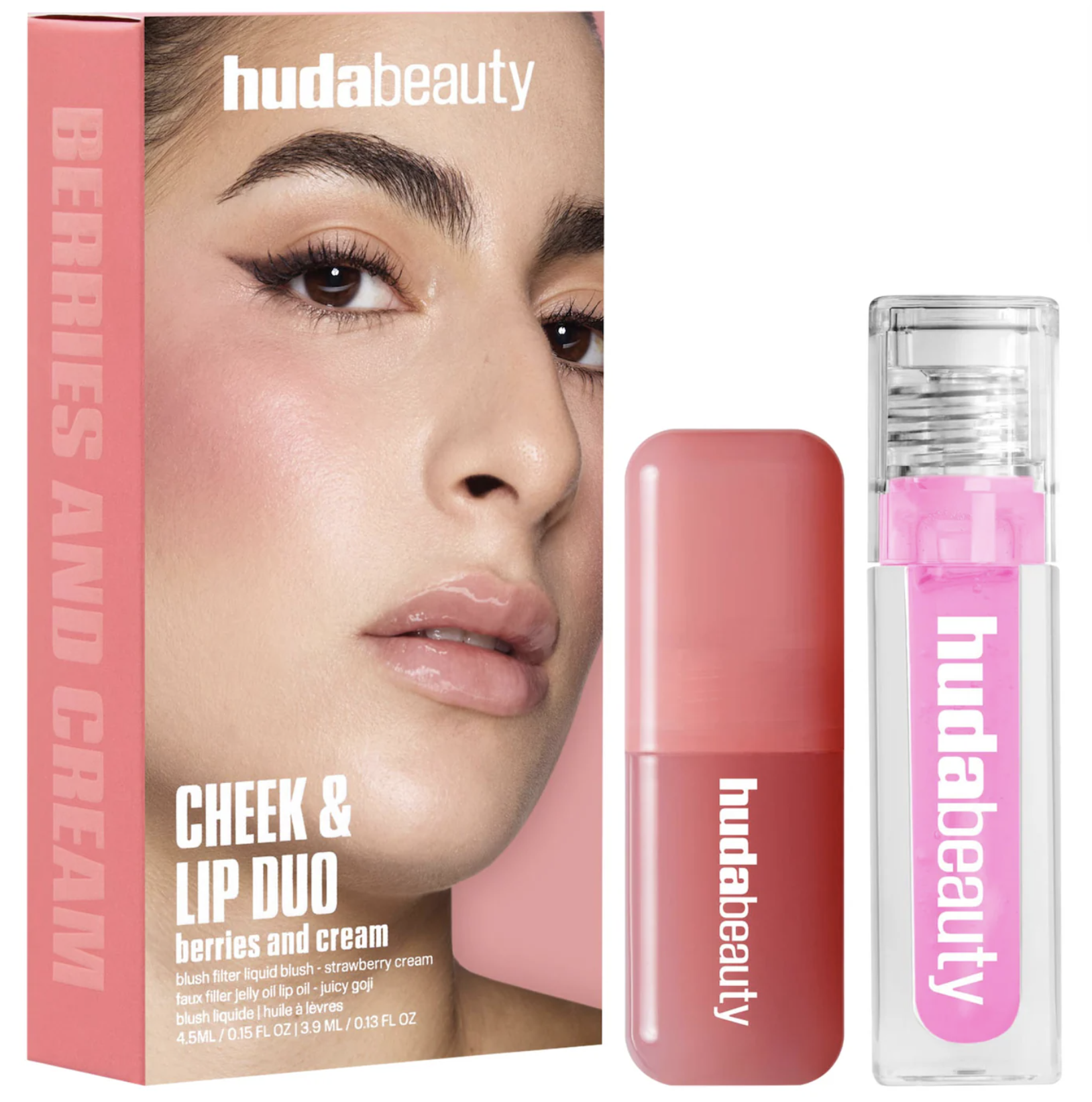 Huda Beauty Berries and Cream cheek and lip makeup duo