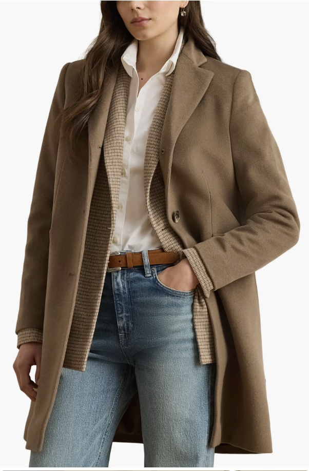 Lauren Ralph Lauren longline wool-blend coat with notched lapels