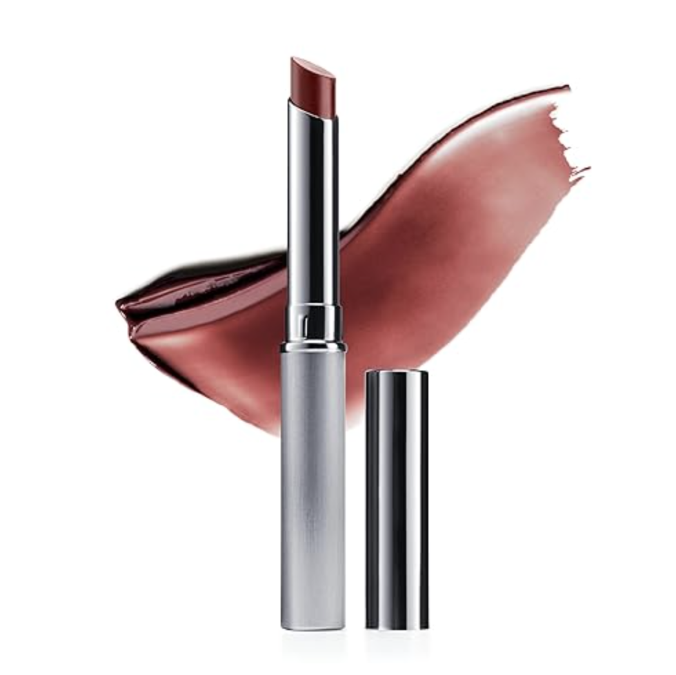 Clinique Almost Lipstick in Black Honey sheer berry-brown shade.