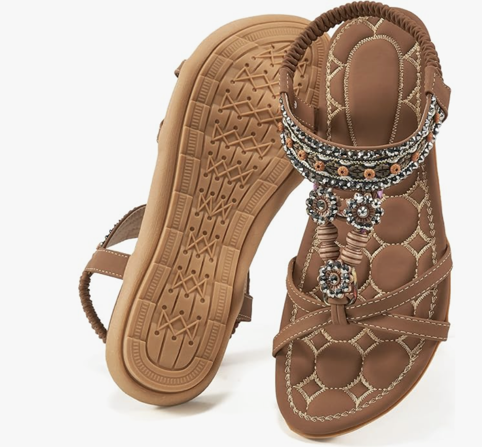 Bohemian Flats Elastic Ankle Strap Walking Beach Shoes