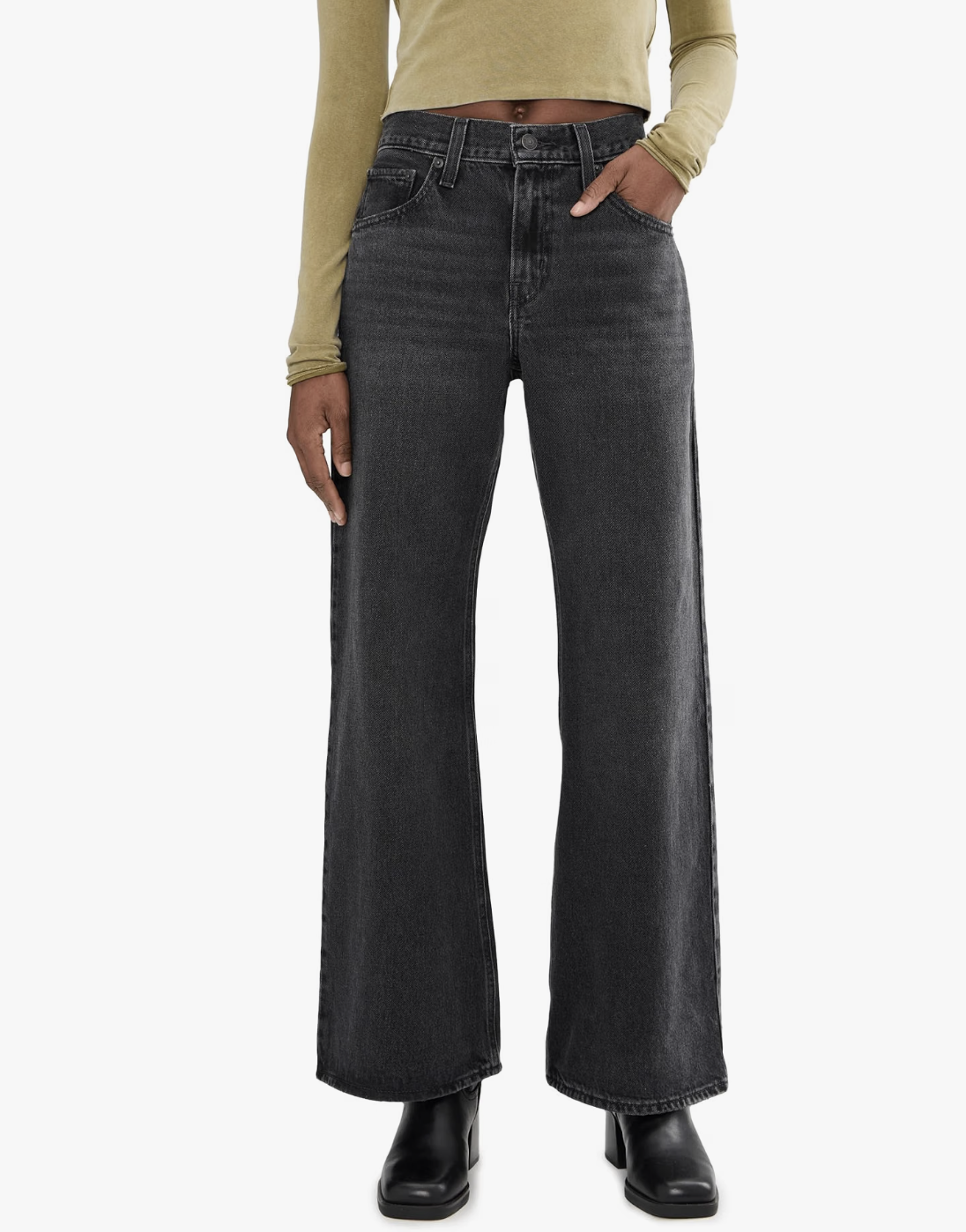 "Levi's Women's Middy Loose Boot Jeans in a black wash