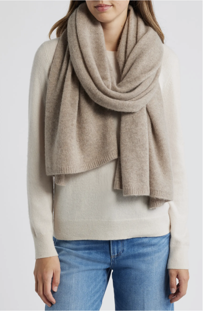 Nordstrom Cashmere Scarf, Beige Bliss