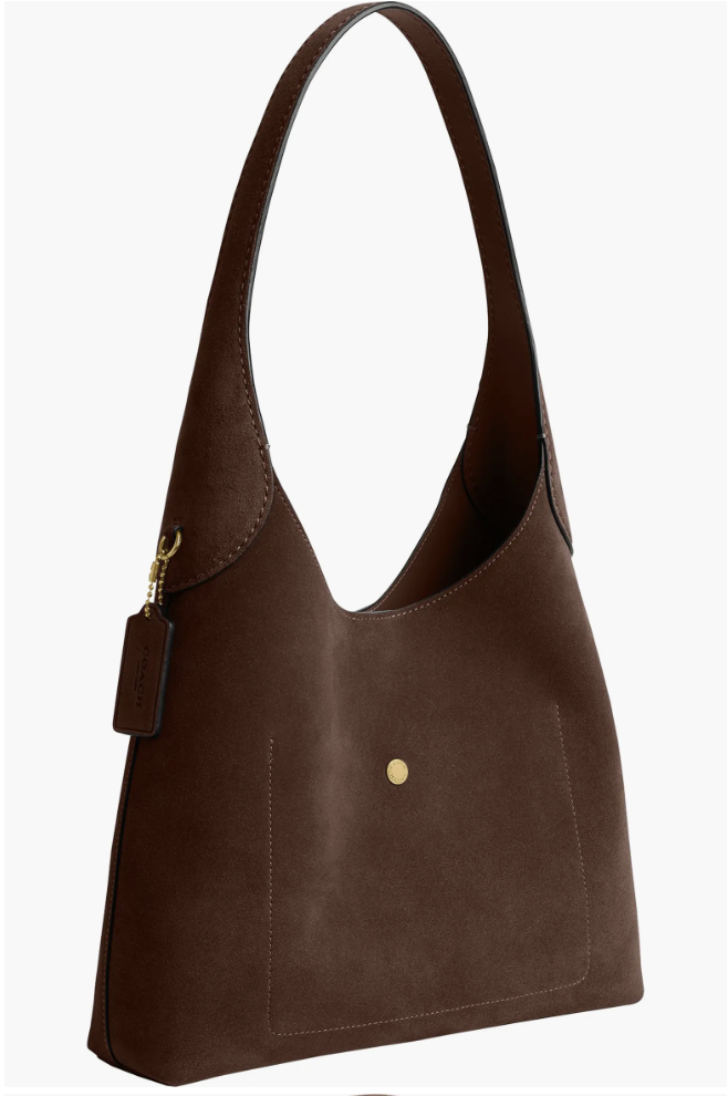COACH Brooklyn 28 maple brown suede shoulder bag for fall