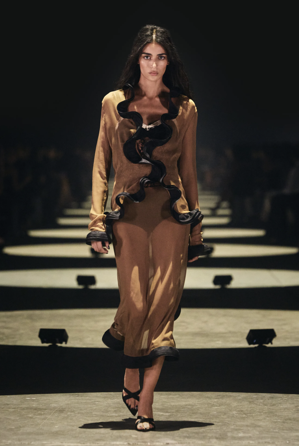 Khaite Spring 2027 runway dress featuring dimensional lace detail