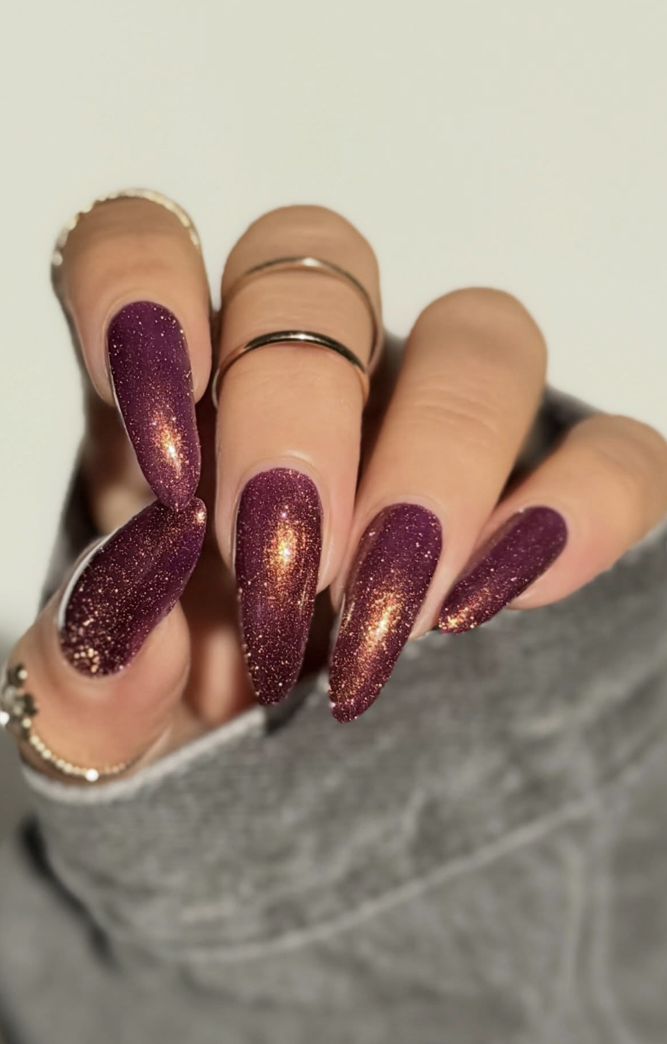Cranberry shimmer red nail polish manicure