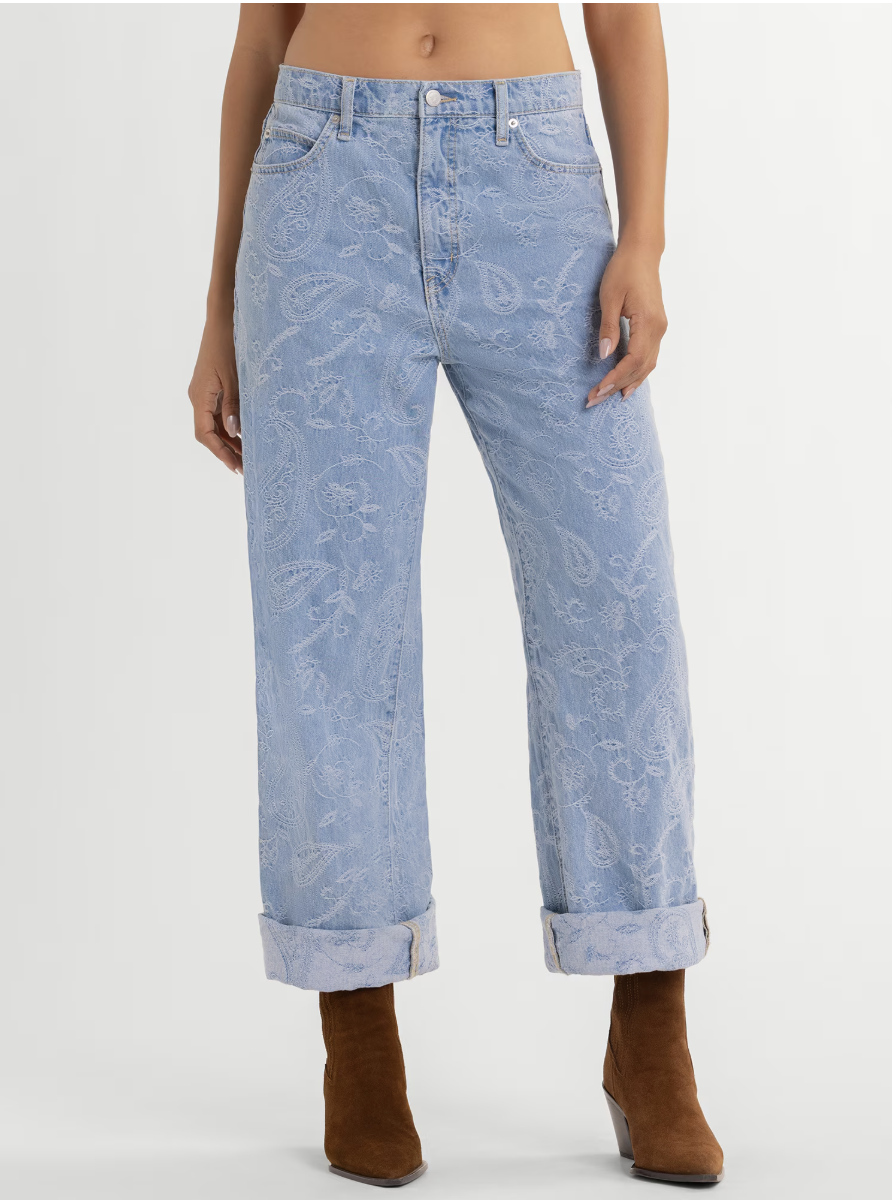 Jessica Simpson Cherry barrel-leg jeans.