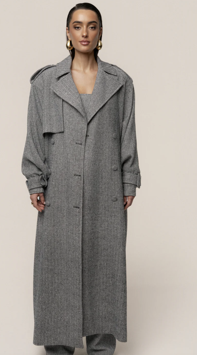 JLuxe Label  Herringbone Oversized Trench Coat