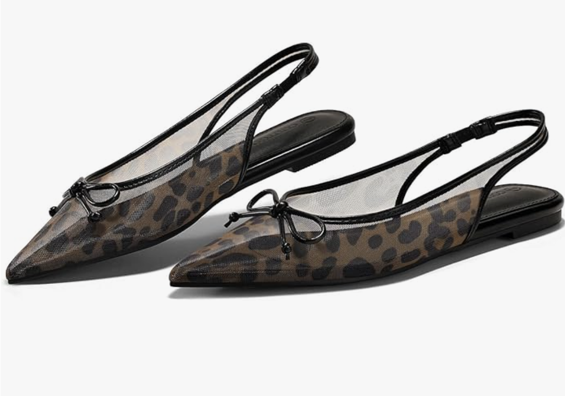 Bow Closed Pointed Toe Mesh Ballet Flats