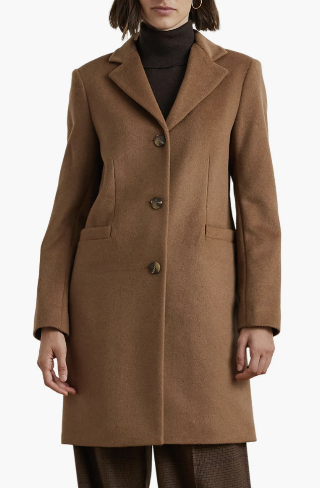 Lauren Ralph Lauren longline wool-blend coat with notched lapels