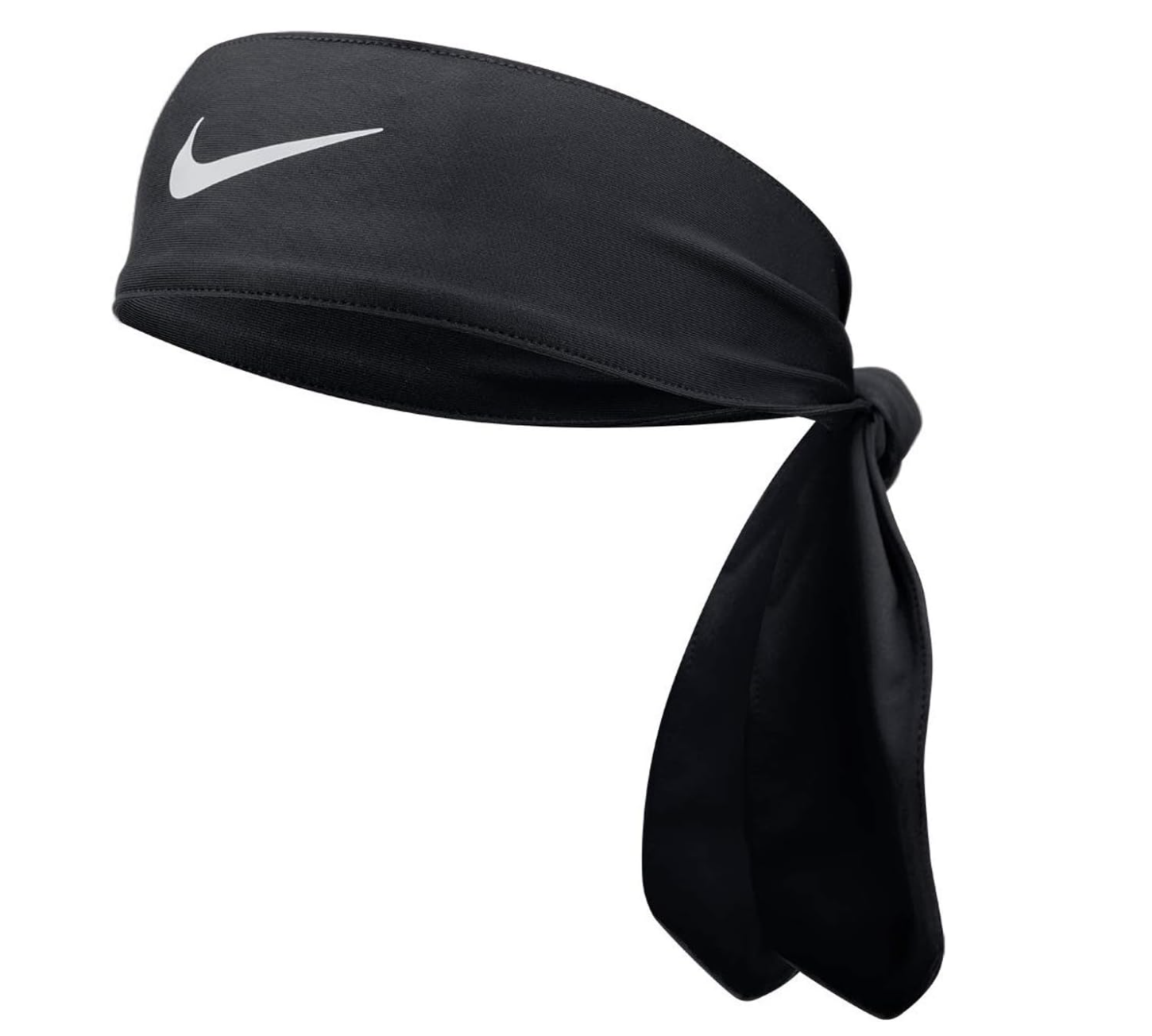 Black Nike Dri-FIT Fury Head Tie with a white swoosh and long tie ends.
