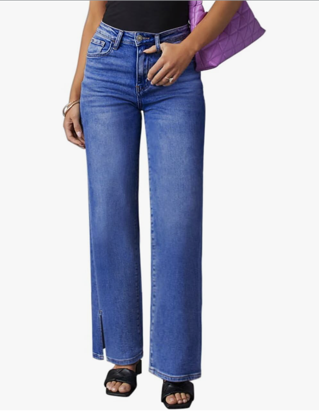 High Waisted Jeans Frayed Baggy Pants