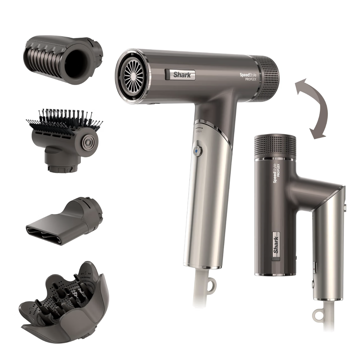 Shark SpeedStyle Pro Flex hair dryer HD542 shown with its concentrator attachment