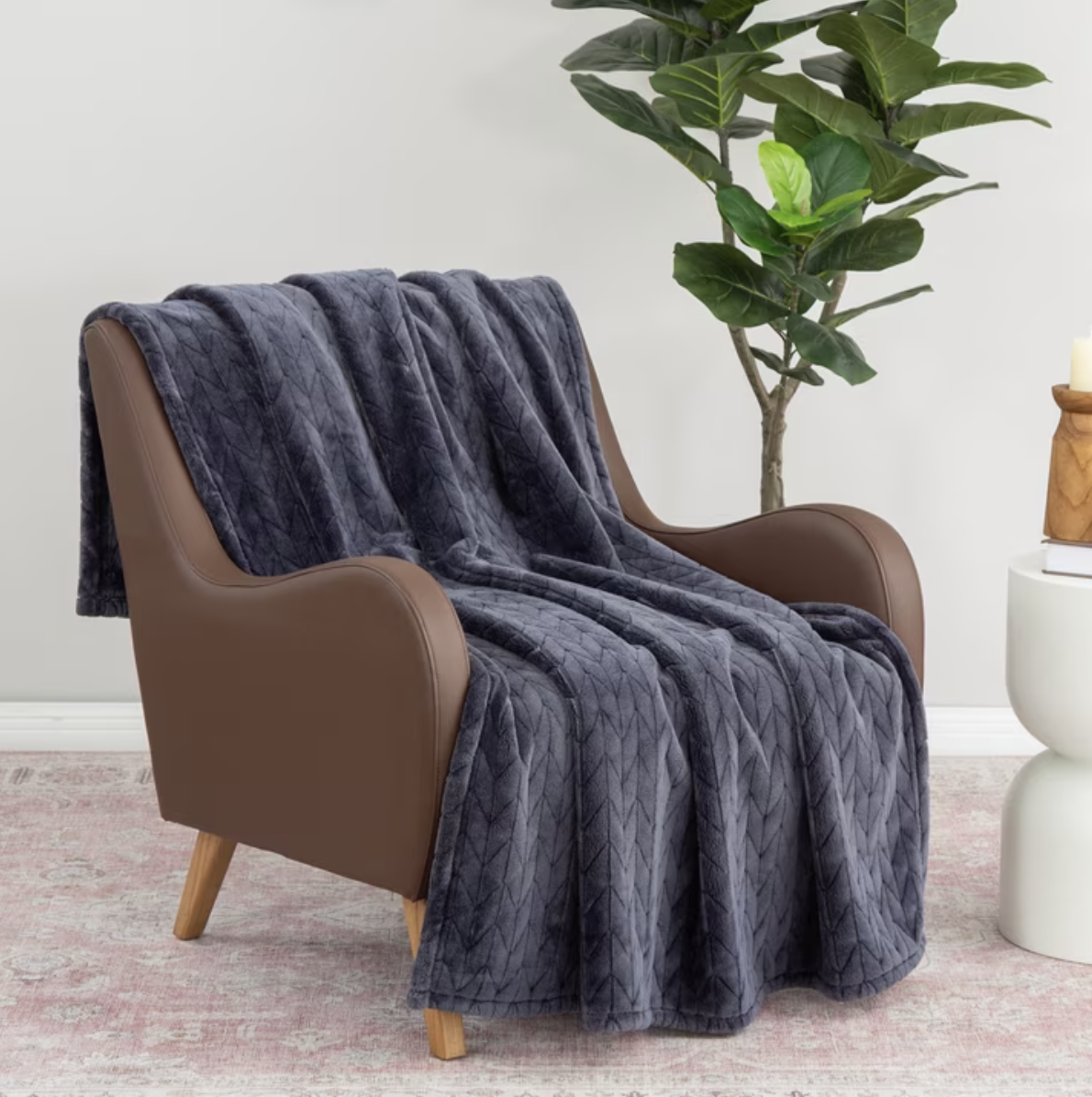 Better Homes & Gardens textured velvet-plush throw in Greystone.