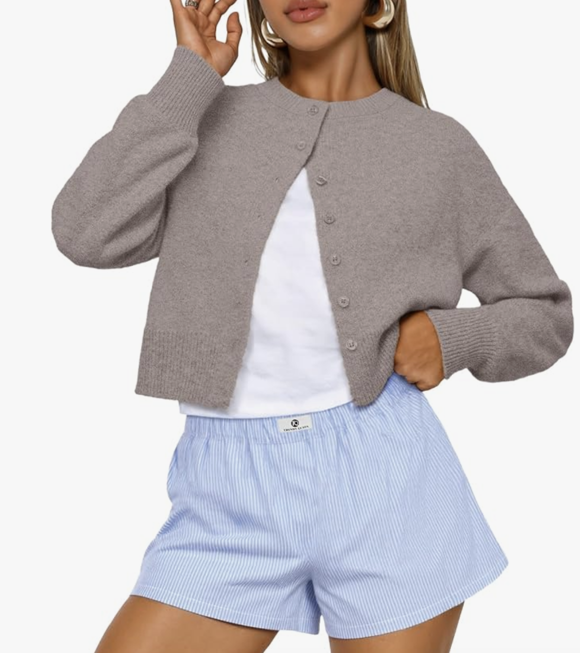 Trendy Queen cropped cardigan styled for fall, featured in an Autum Love guide