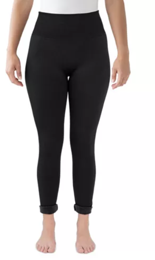 Women’s black fleece-lined tights for cold-weather outfits