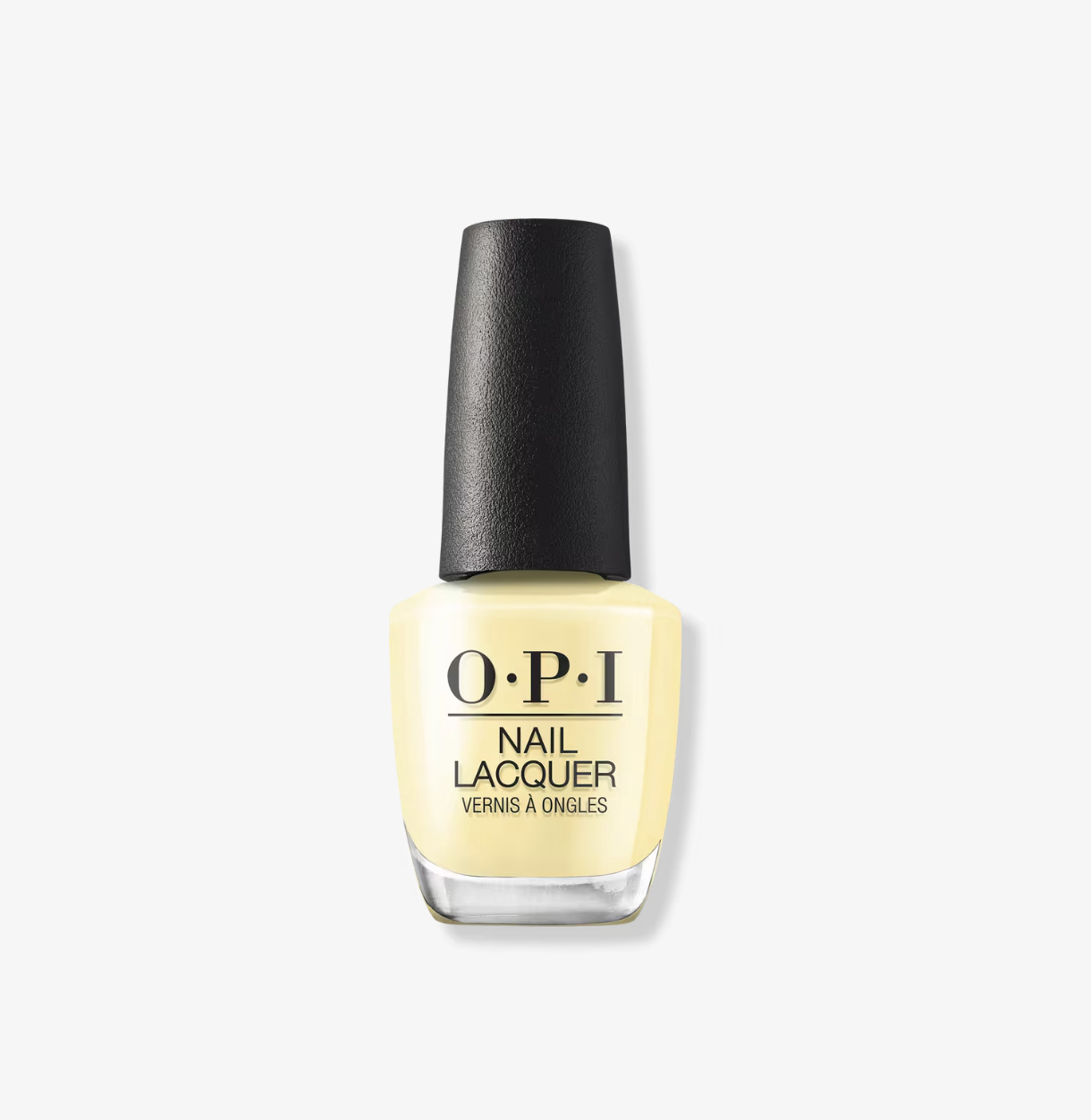 "A soft, butter-yellow crème manicure featuring OPI Sunny Bunny from the New OPIcons Spring 2026 collection."