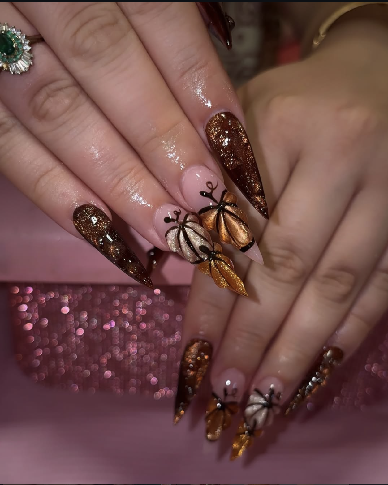Translucent cranberry jelly nails for Thanksgiving