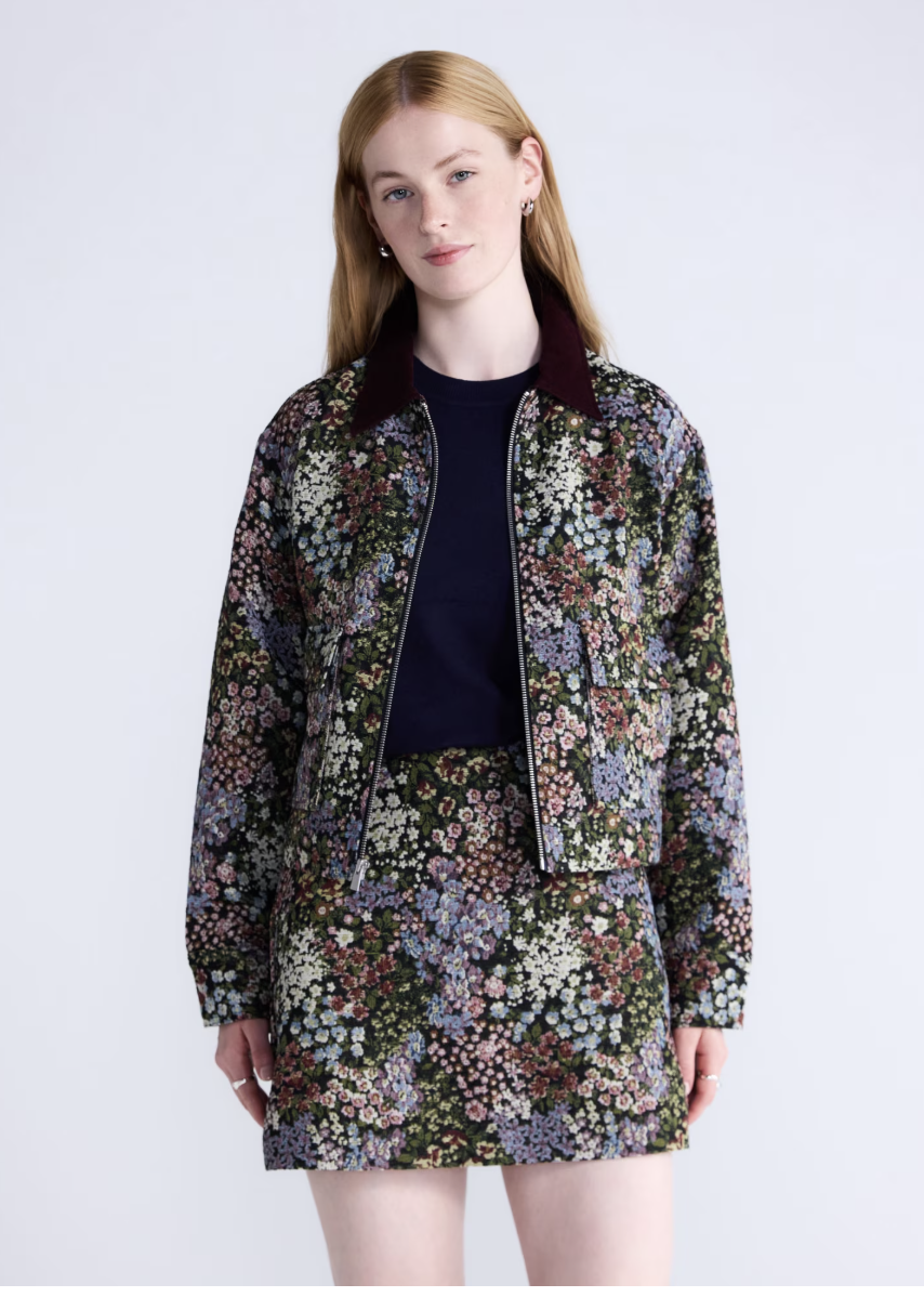 Cropped jacquard utility jacket from Free Assembly.