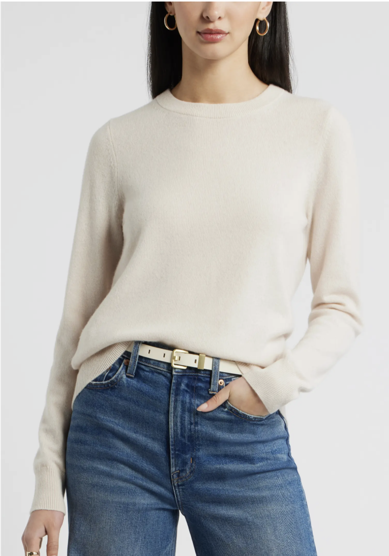 Nordstrom Cashmere Crewneck Sweater, Beige Beach
