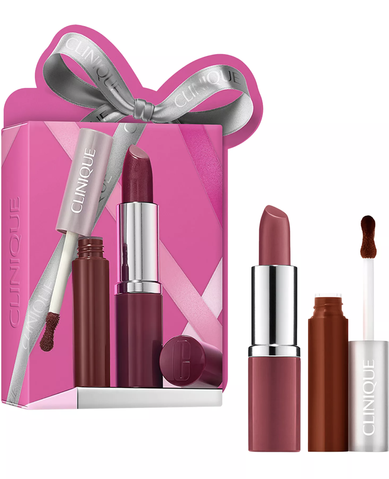 Clinique lipstick and lip gloss from the Pop for Treats two-piece set